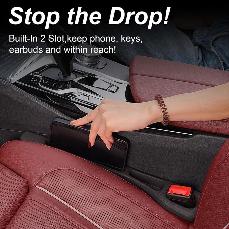 Tesdluy Car Seat Gap Filler Set of 2, Multifunctional Seat Side Gap Seam Filler Organizer with Phone Holder, Universal Fit Fill The Gap Between Seat & Console for Car, SUV, Truck - Image 3